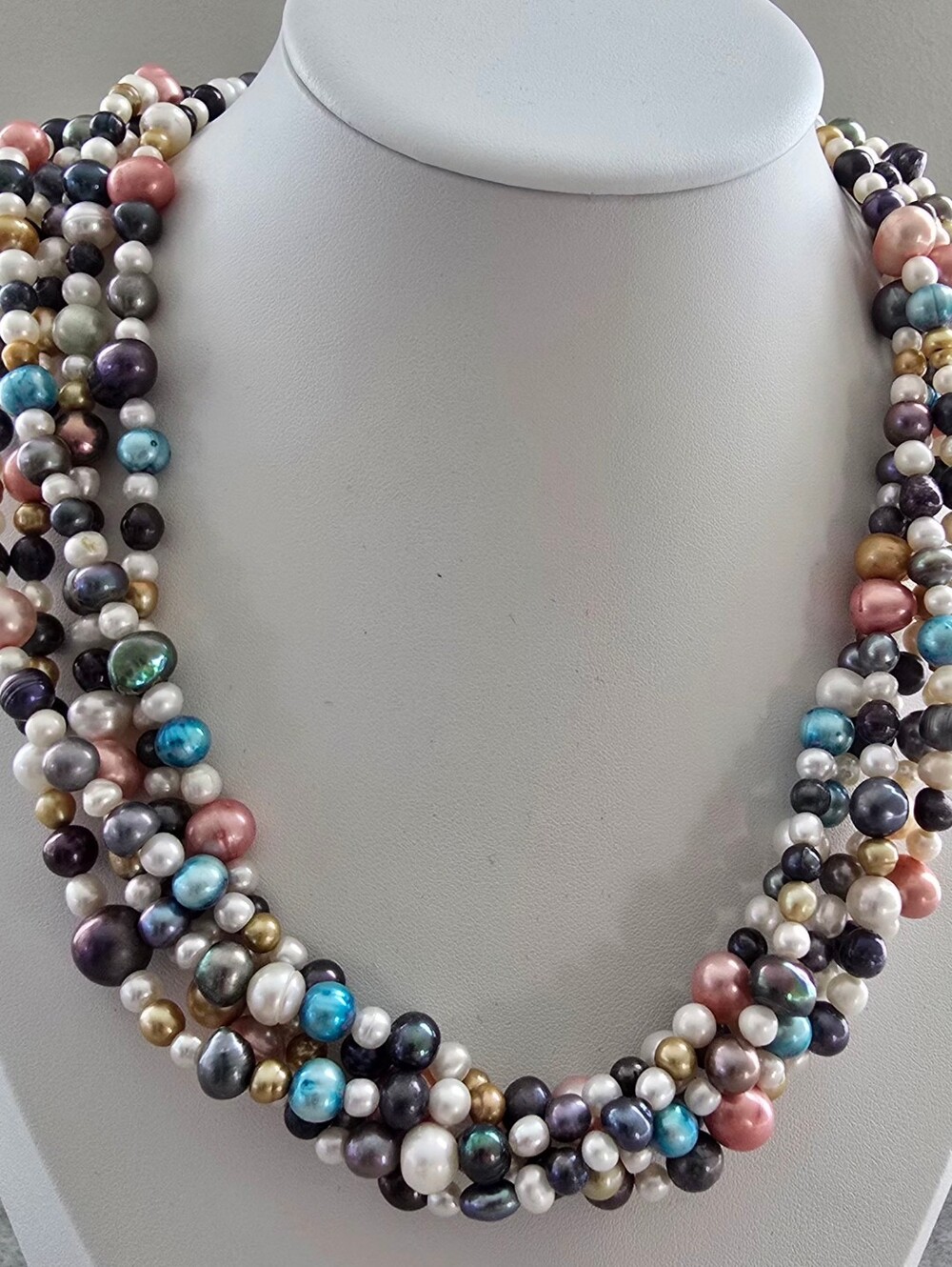 Multi-Color Freshwater Pearl Twist Necklace